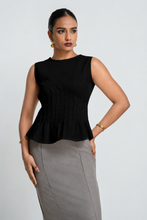 Load image into Gallery viewer, Poppy Pin Tuck Top - Black