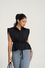 Load image into Gallery viewer, Heather Ruched Top - Black