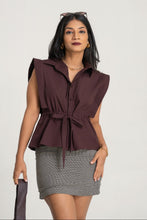 Load image into Gallery viewer, Heather Ruched Top - Coffee