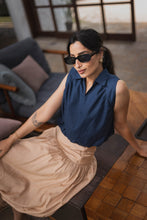 Load image into Gallery viewer, Wave Crop Bubble Top  - Navy