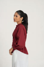 Load image into Gallery viewer, Dia Pin Tuck Shirt - Wine