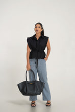 Load image into Gallery viewer, Heather Ruched Top - Black
