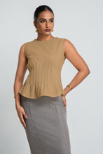 Load image into Gallery viewer, Poppy Pin Tuck Top - Sand
