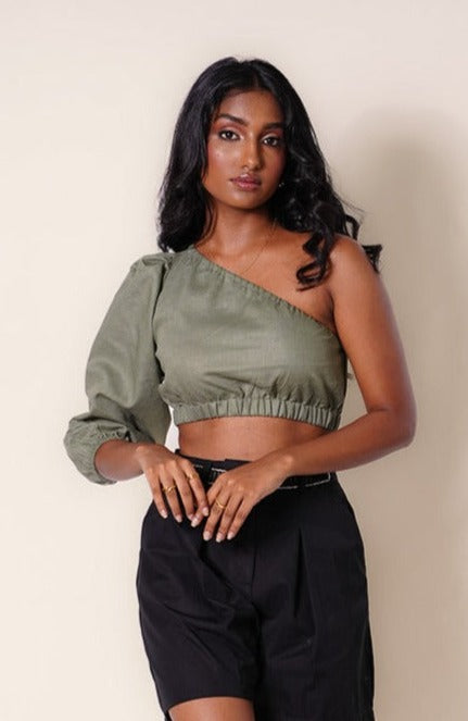 Paola Summer Crop Top - Sage