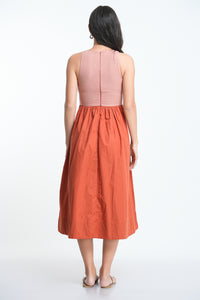 Ivory Contrast Midi Dress - Peach