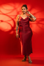 Load image into Gallery viewer, Moon Cowl Neck Midi Dress - Wine
