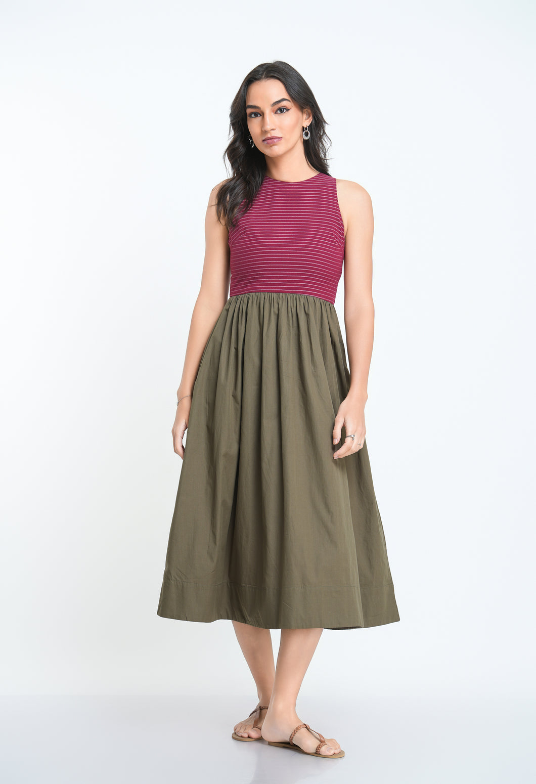 Ivory Contrast Midi Dress - Charlotte
