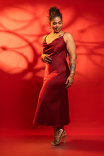 Load image into Gallery viewer, Moon Cowl Neck Midi Dress - Wine
