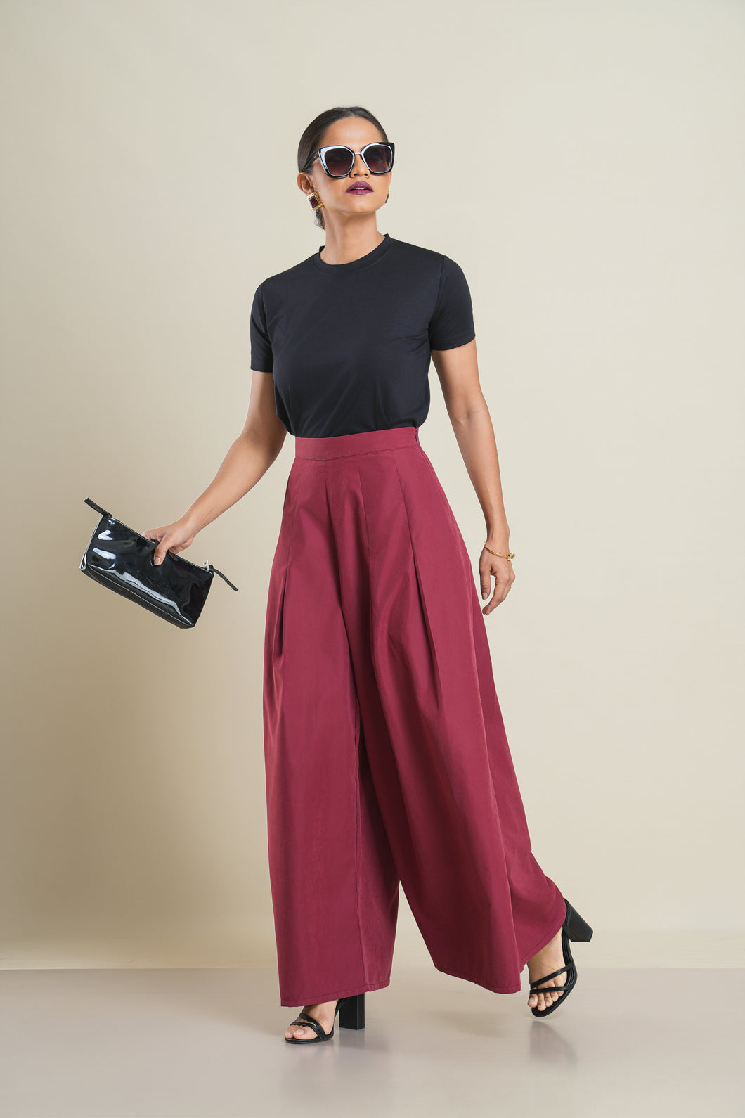 Serina Flared Pant - Cherry