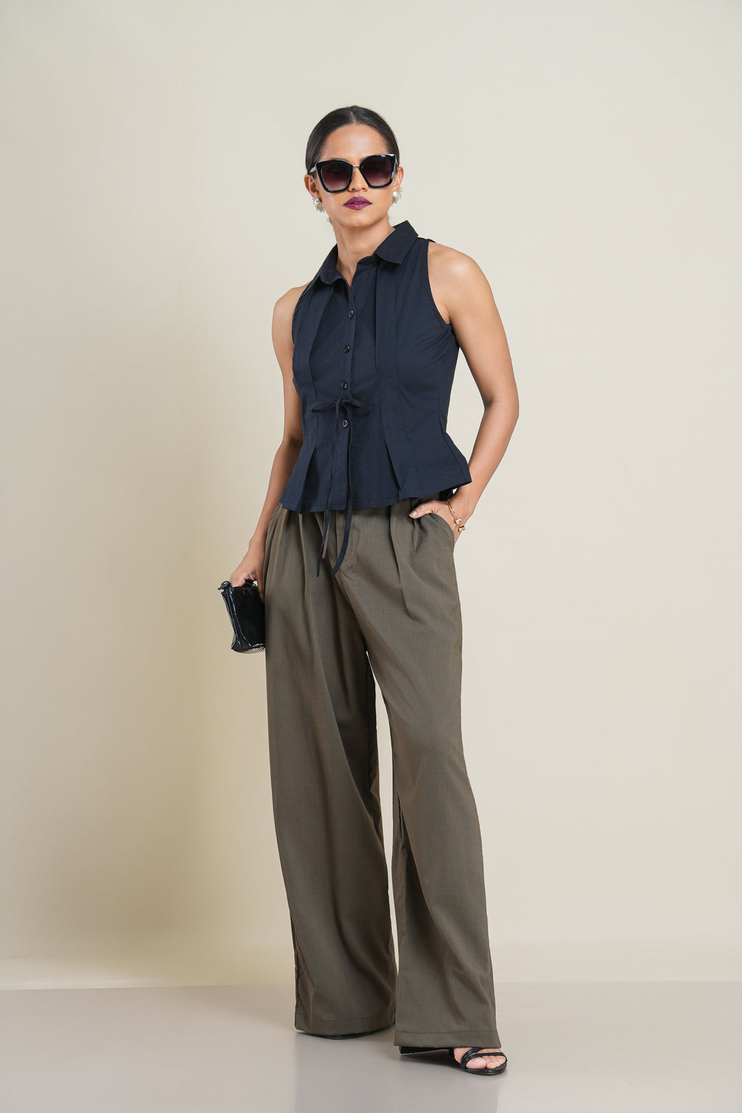 Zara Pleated Pant - Olive