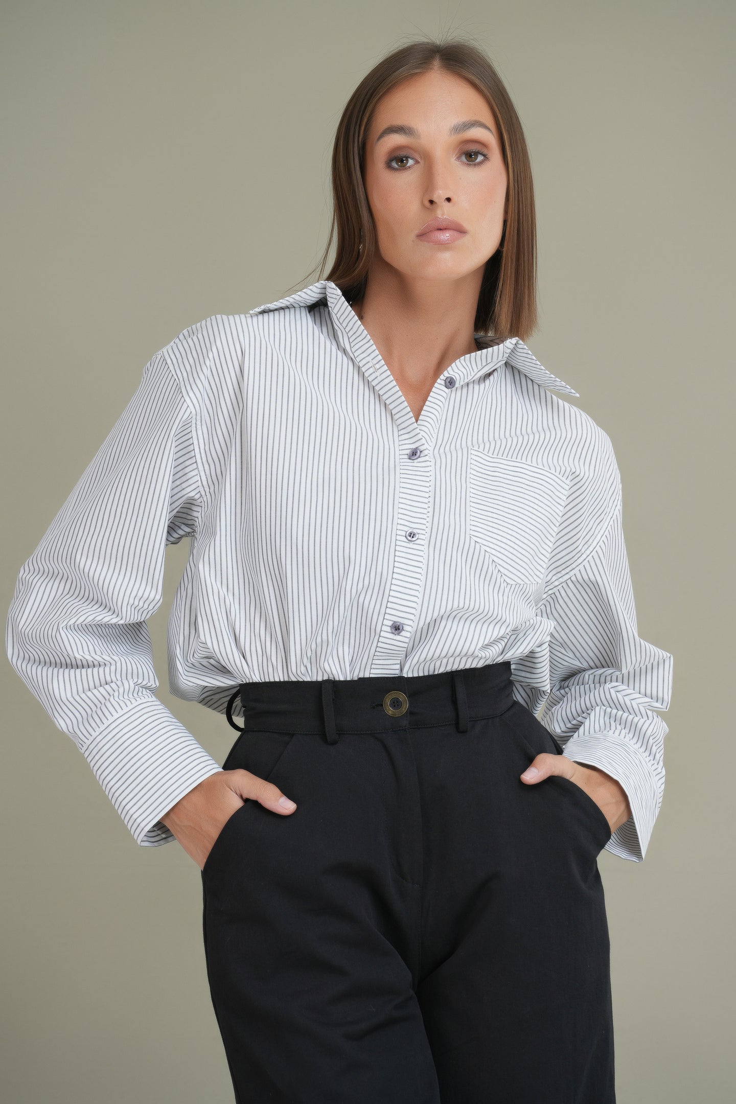 Classic Oversized Shirt - Black Striped