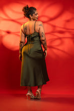 Load image into Gallery viewer, Moon Cowl Neck Midi Dress - Olive
