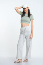 Load image into Gallery viewer, Rib Crew Crop T-Shirt - Sage
