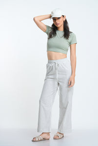 Rib Crew Crop T-Shirt - Sage