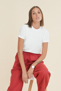 Rib Crew Neck - White