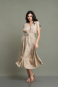 Delta Midi Dress - Biscuit