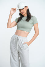 Load image into Gallery viewer, Rib Crew Crop T-Shirt - Sage
