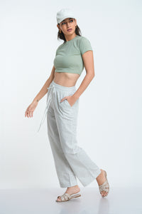 Rib Crew Crop T-Shirt - Sage
