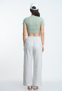 Rib Crew Crop T-Shirt - Sage