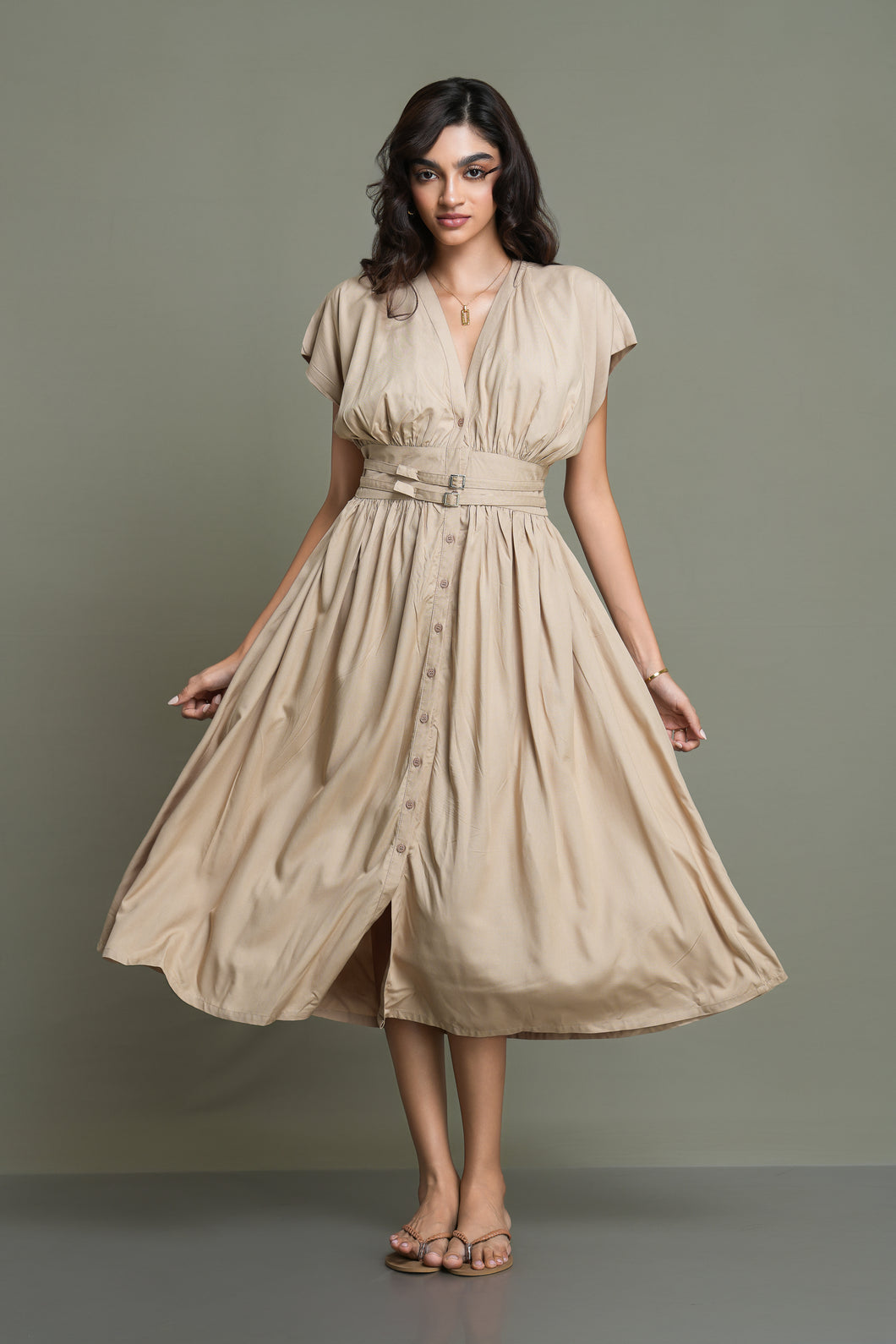 Delta Midi Dress - Biscuit