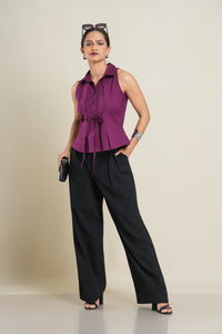 Rua Pleated Top - Plum