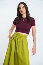 Load image into Gallery viewer, Rib Crew Crop T-Shirt - Berry
