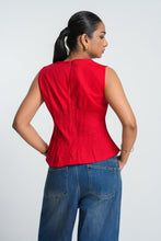 Load image into Gallery viewer, Poppy Pin Tuck Top - Scarlet
