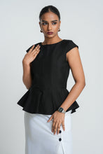 Load image into Gallery viewer, Carmen Peplum Top - Black
