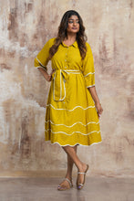 Load image into Gallery viewer, Isla Wave Midi Dress - Mustard
