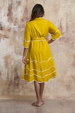 Load image into Gallery viewer, Isla Wave Midi Dress - Mustard
