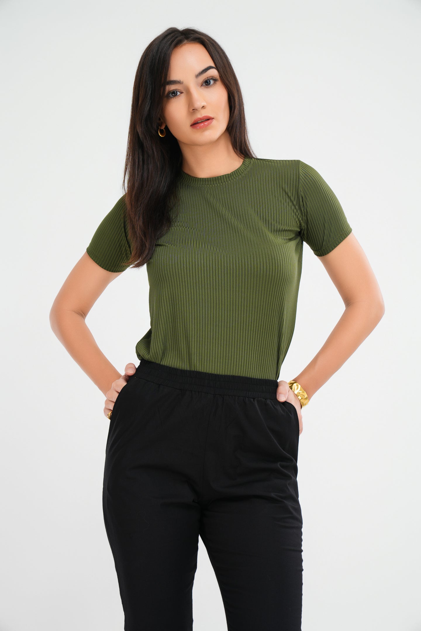 Rib Crew Neck - Olive