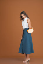 Load image into Gallery viewer, Kathryn A-Line Midi Skirt - Teal
