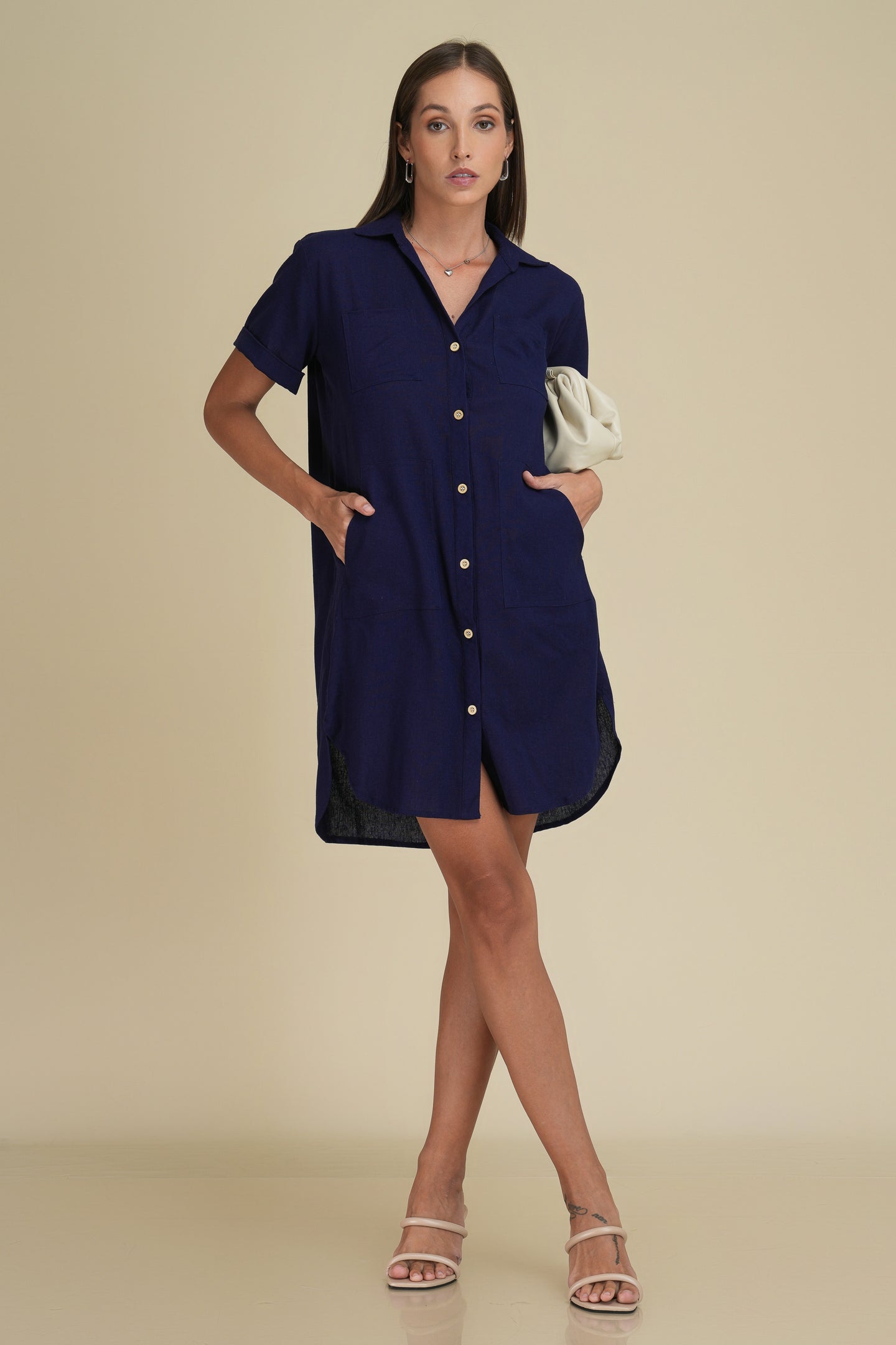 Summer Utility Mini Dress- Navy Blue
