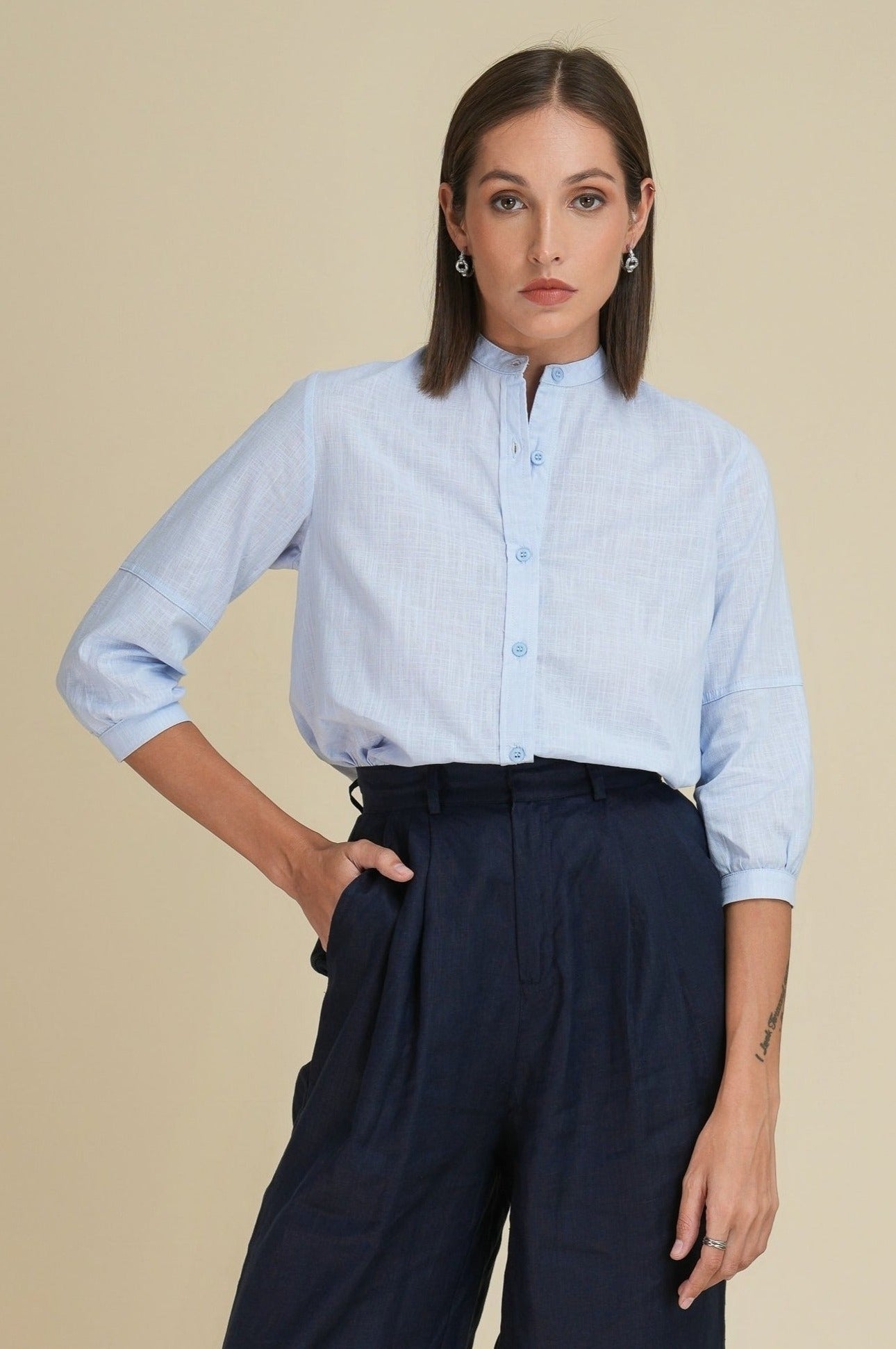 Cotton Flow Shirt - Azure