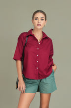 Load image into Gallery viewer, Oversized Short Sleeve Shirt - Wine
