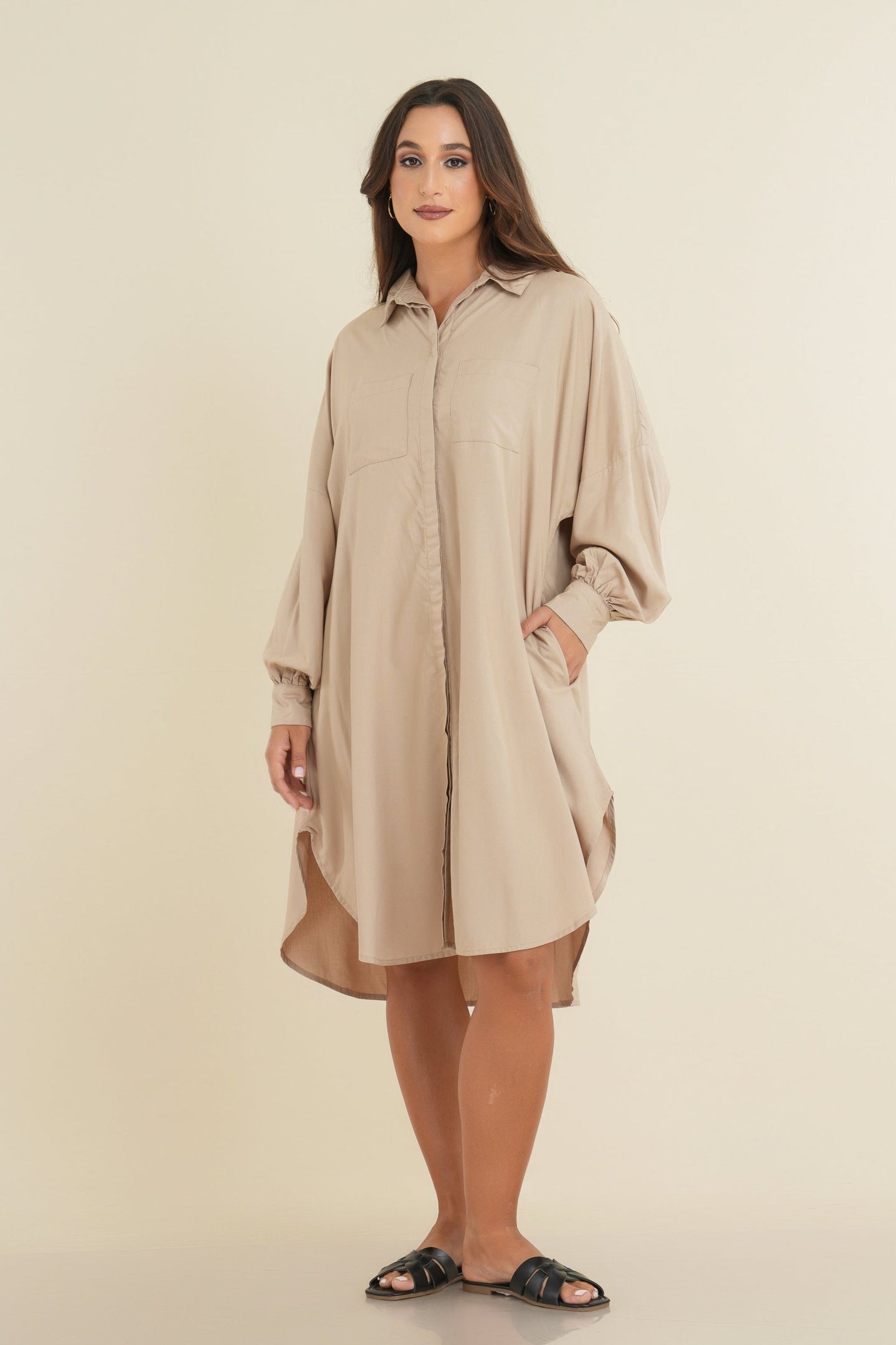Claire Shirt Dress - Tan