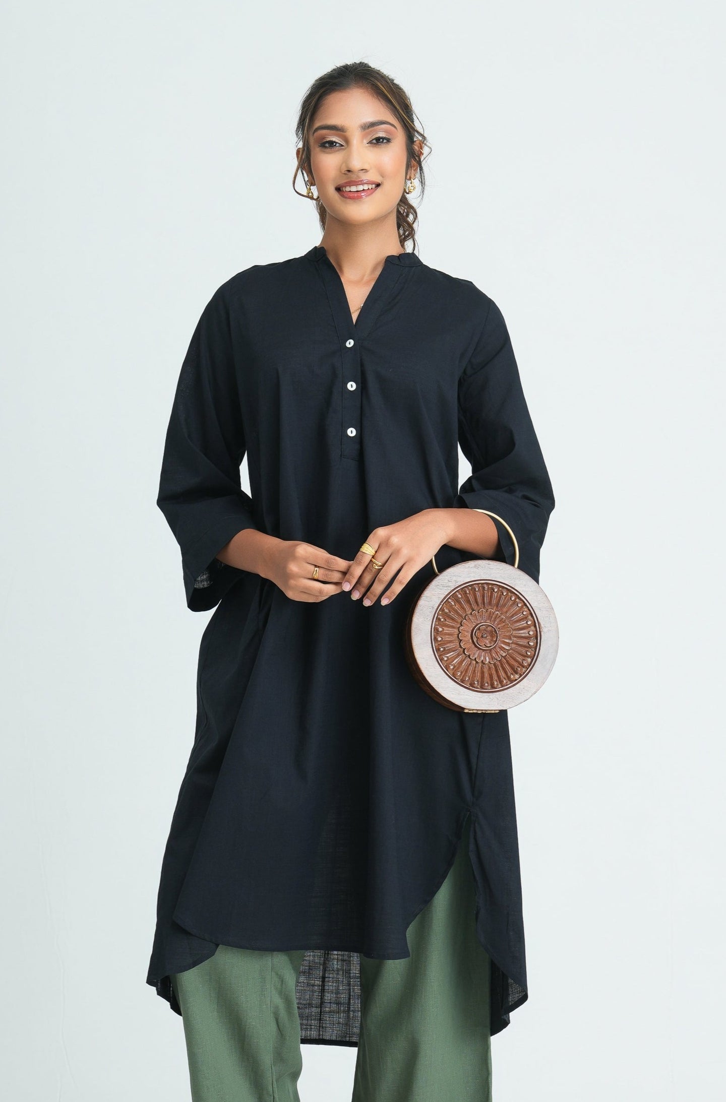 Liza Pleated Midi Top - Black