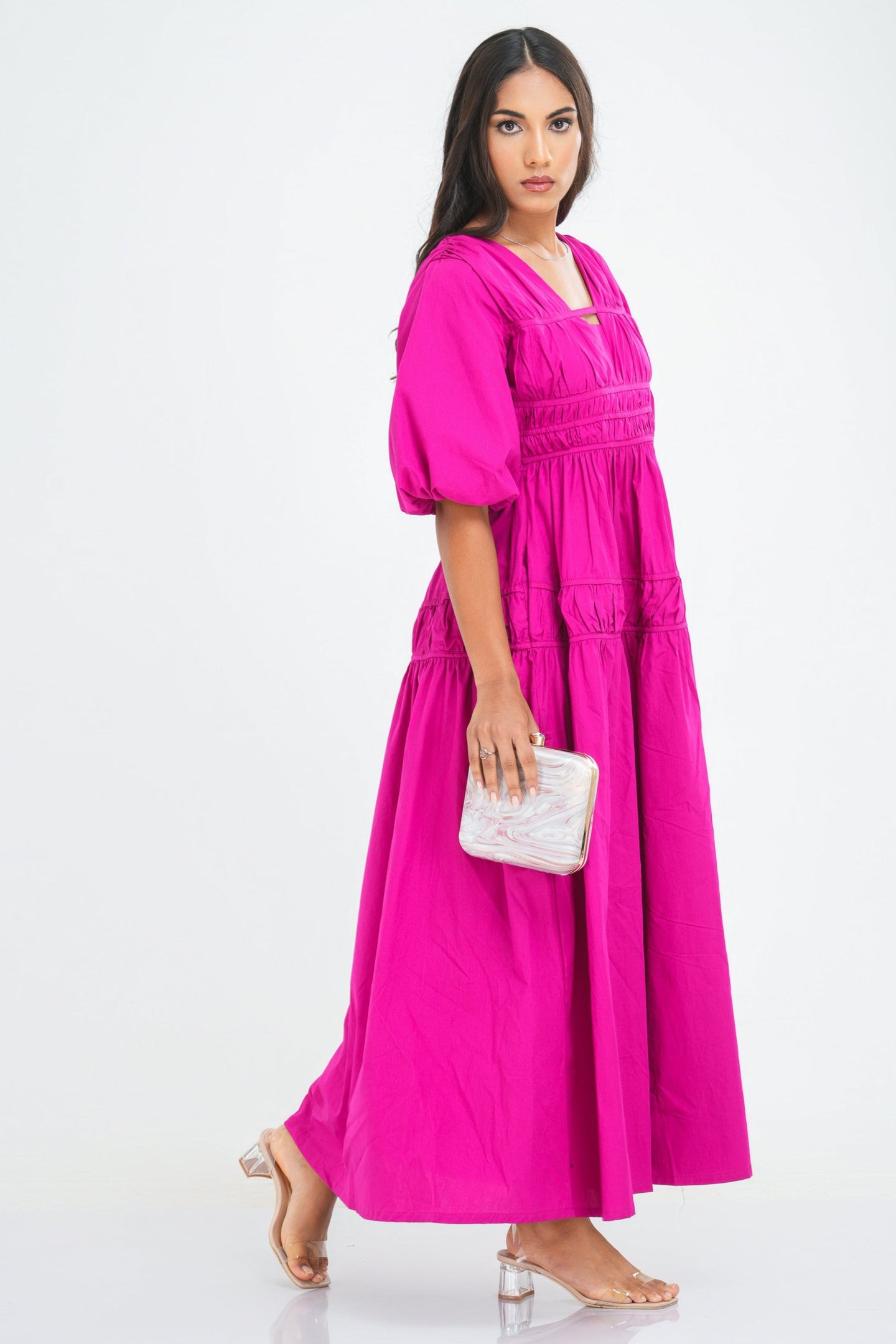 Caroline Midi Dress - Magenta