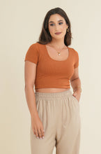 Load image into Gallery viewer, Jenny Rib Scoop Neck Crop Top - Copper
