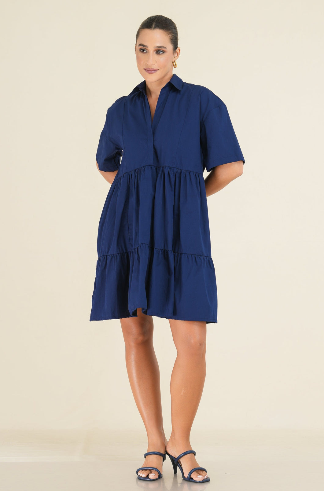 All Day Mini Tiered Dress - Navy