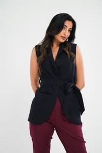 Della Sleeveless Blazer - Black