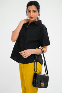 Oversized Short Sleeve Shirt - Black