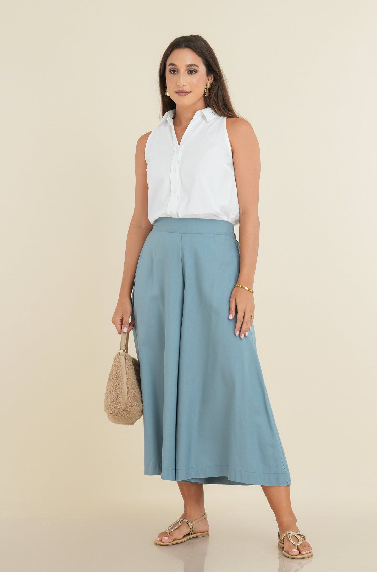 Midi Palazzo Pant - Stone