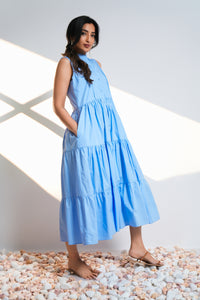 Flow Tiered Midi Dress - Sky