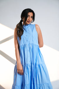 Flow Tiered Midi Dress - Sky