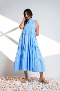 Flow Tiered Midi Dress - Sky