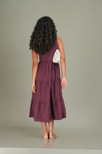 Flow Tier Midi Dress - Burgundy