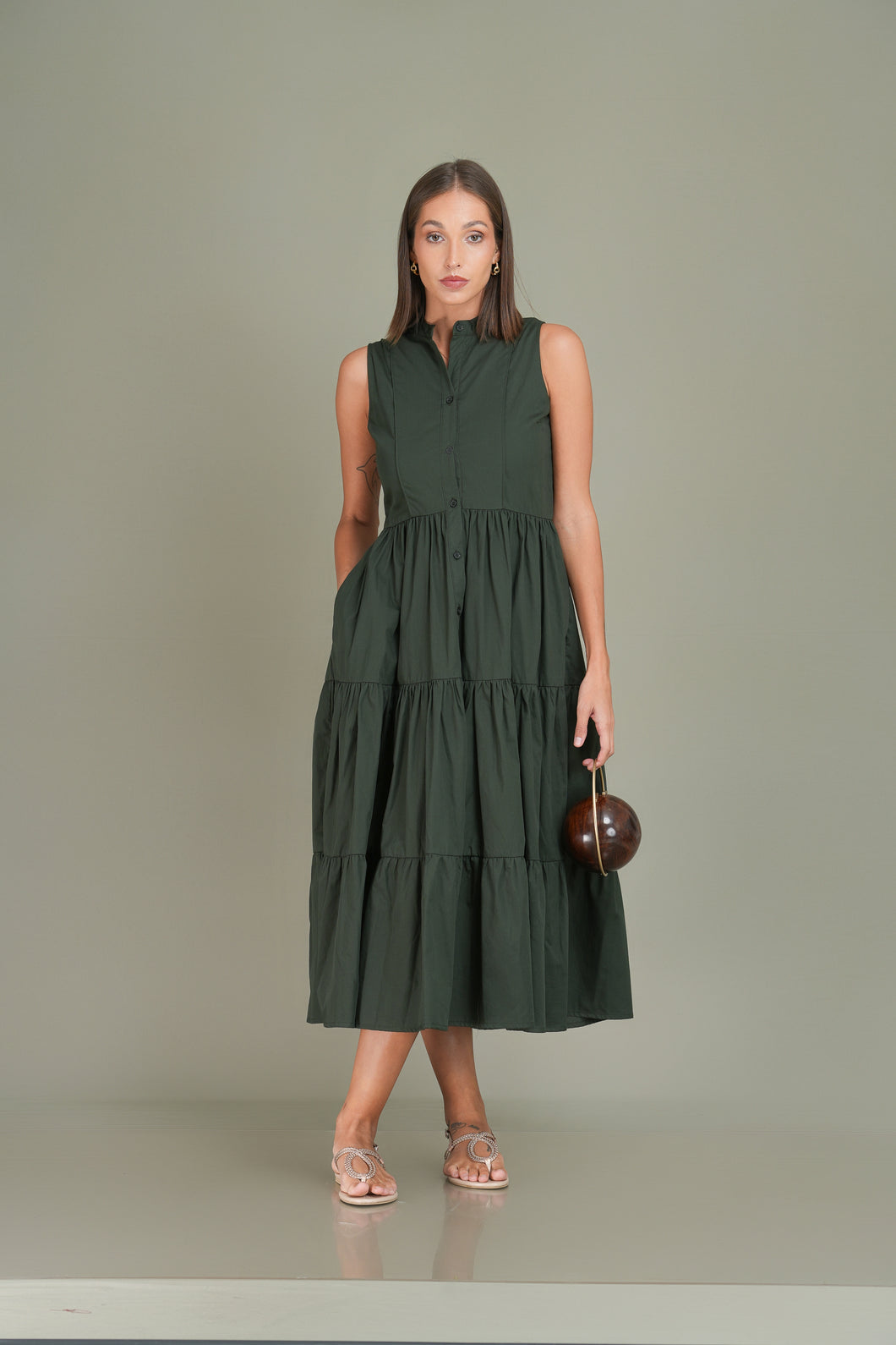 Flow Tier Midi Dress - Deep