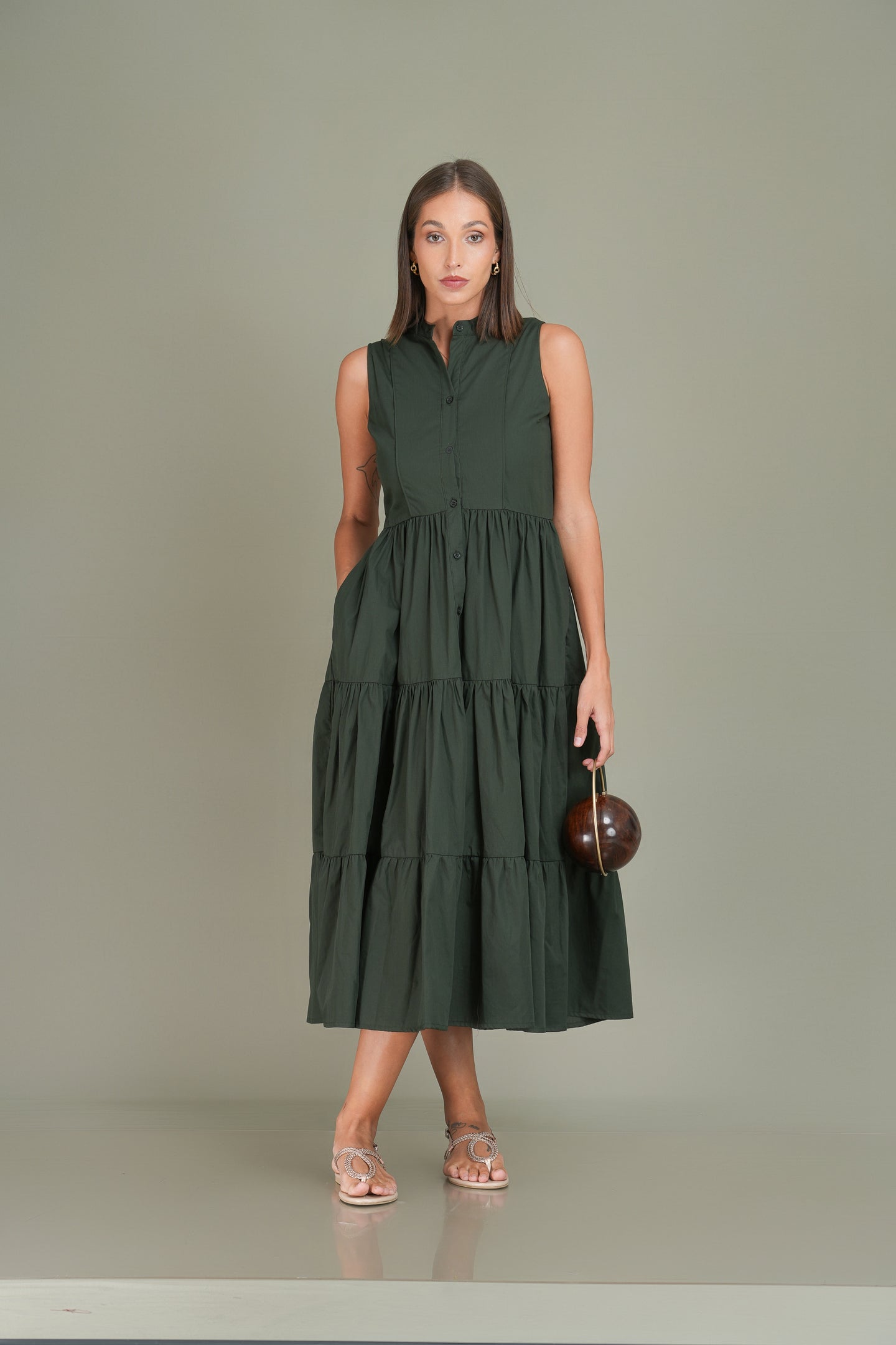 Flow Tier Midi Dress - Deep