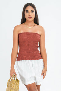 Kate Strapless Top - Chocolate